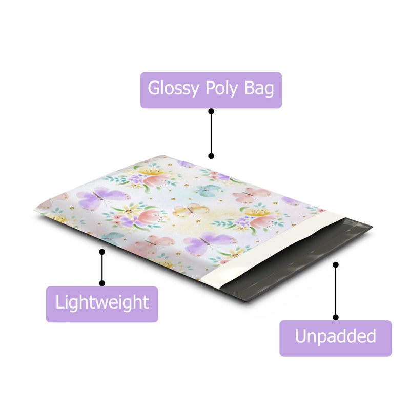 Pro Supply Global 10x13 (100) Butterfly Spring Designer Poly Mailers Waterproof Self Sealing Tear Resistant Polymailers Shipping Envelopes Premium Printed Bags For Small Businesses - Image 3